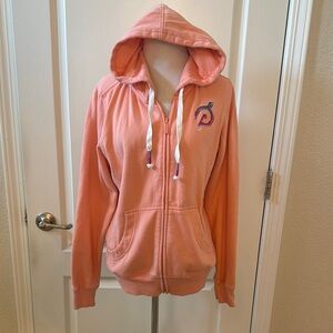 Peach Hooded Zip-Up Sweatshirt